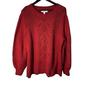 Addition Elle Crew Neck Burnt Orange Knit Sweater Size 1x